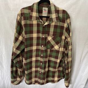 Triple Five Soul Long Sleeve Button Up Shirt Green Plaid XL